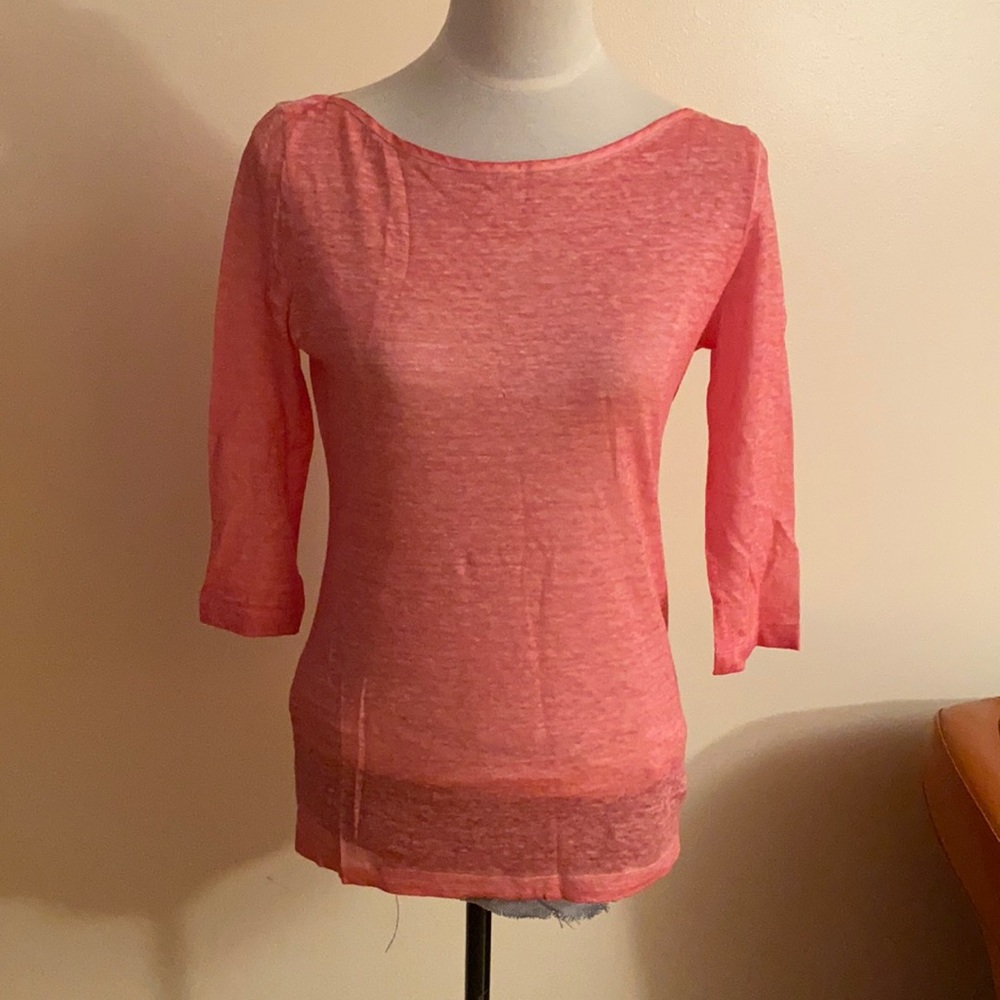 NWT 120% LINO TOP/blouse boat neck Sz S/6